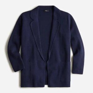 J. Crew Eloise open sweater blazer 2X plus navy blue preppy cotton merino wool